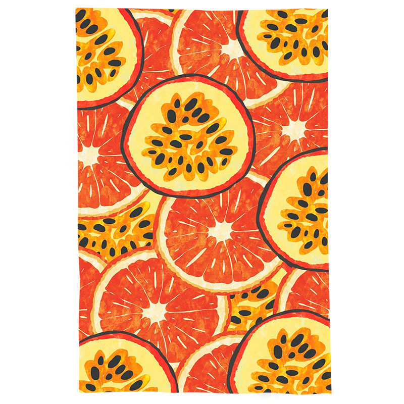 Pano De Prato Descorativo Nerderia e Lojaria frutas maracuja e laranja colorido