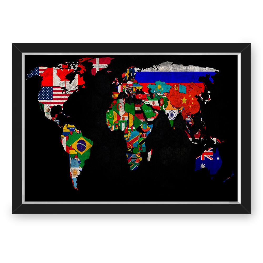 QUADRO MAPA 33X43  NERDERIA E LOJARIA mapa dinheiro preto