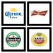 Quadro  23x23cm (4 und.) Nerderia e Lojaria bebidas cervejas preto