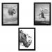 Quadro 33x43 (3und.) Nerderia Lojaria animais surreais preto
