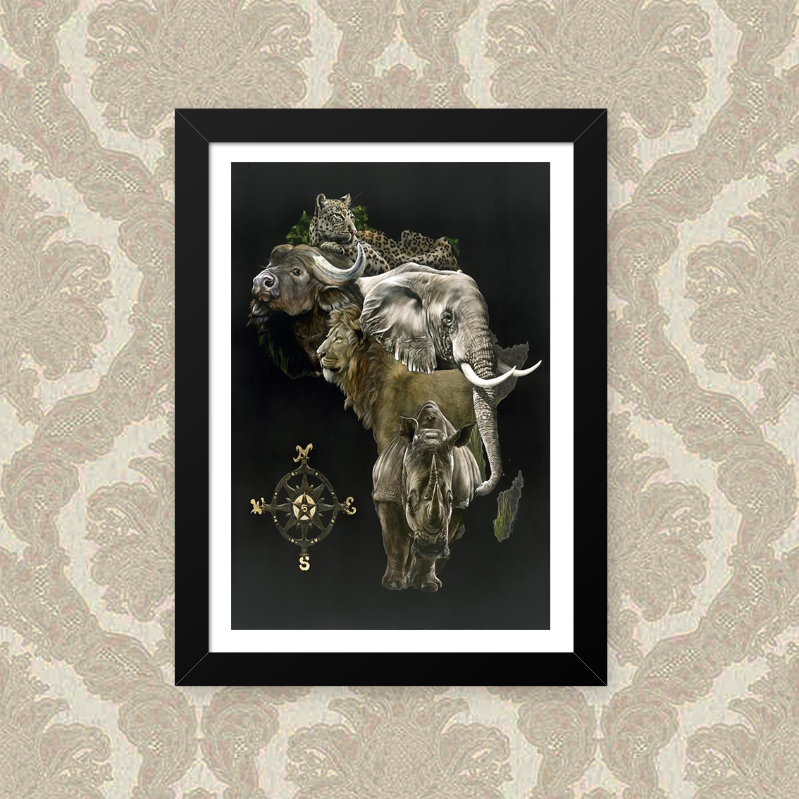 Quadro Africa Animais 23X33cm