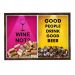 Quadro CAIXA 33x43 cm Porta Rolha Vinho E Tampinha Cerveja (2 Em 1) - Com LED Nerderia e Lojaria wine not e good people madeira