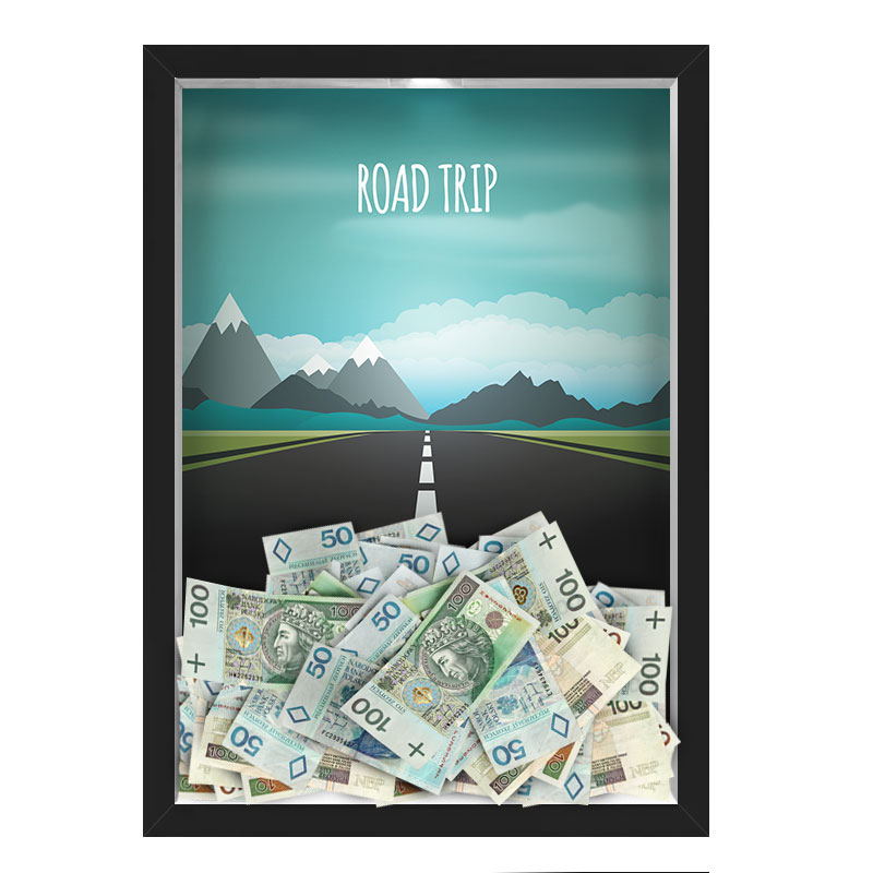 Quadro CAIXA COFRE 33x43 cm NERDERIA E LOJARIA viagens road trip preto