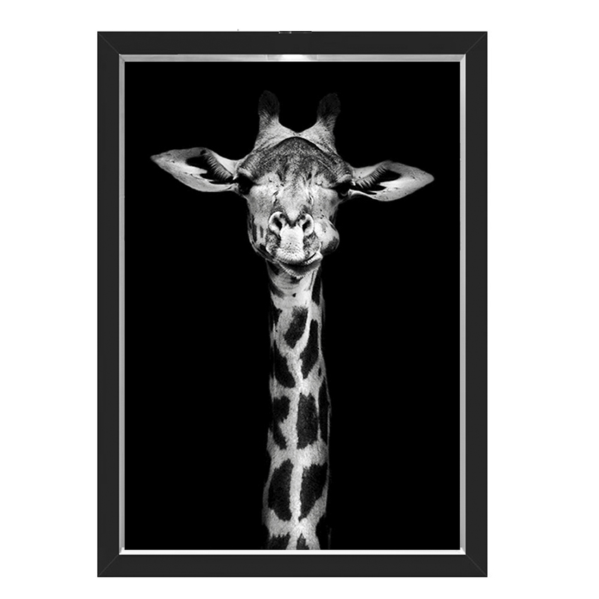 Quadro Caixa  33x43 cm (Com Led) Lojaria e Nerderia. girafa preto