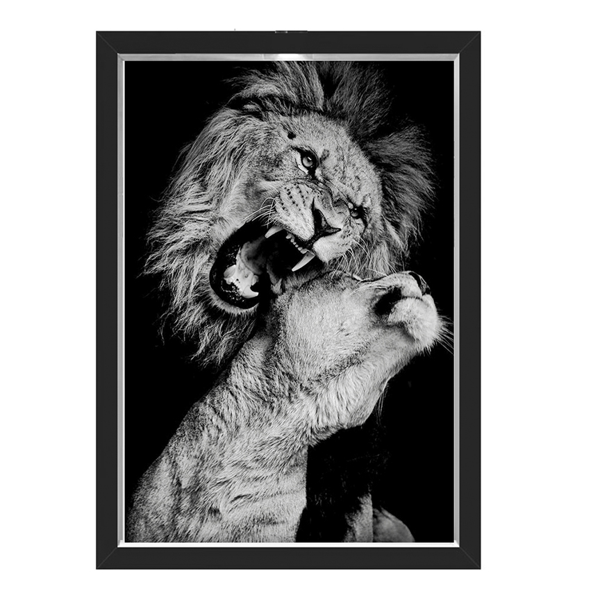 Quadro Caixa  33x43 cm (Com Led) Lojaria e Nerderia. lion_love preto