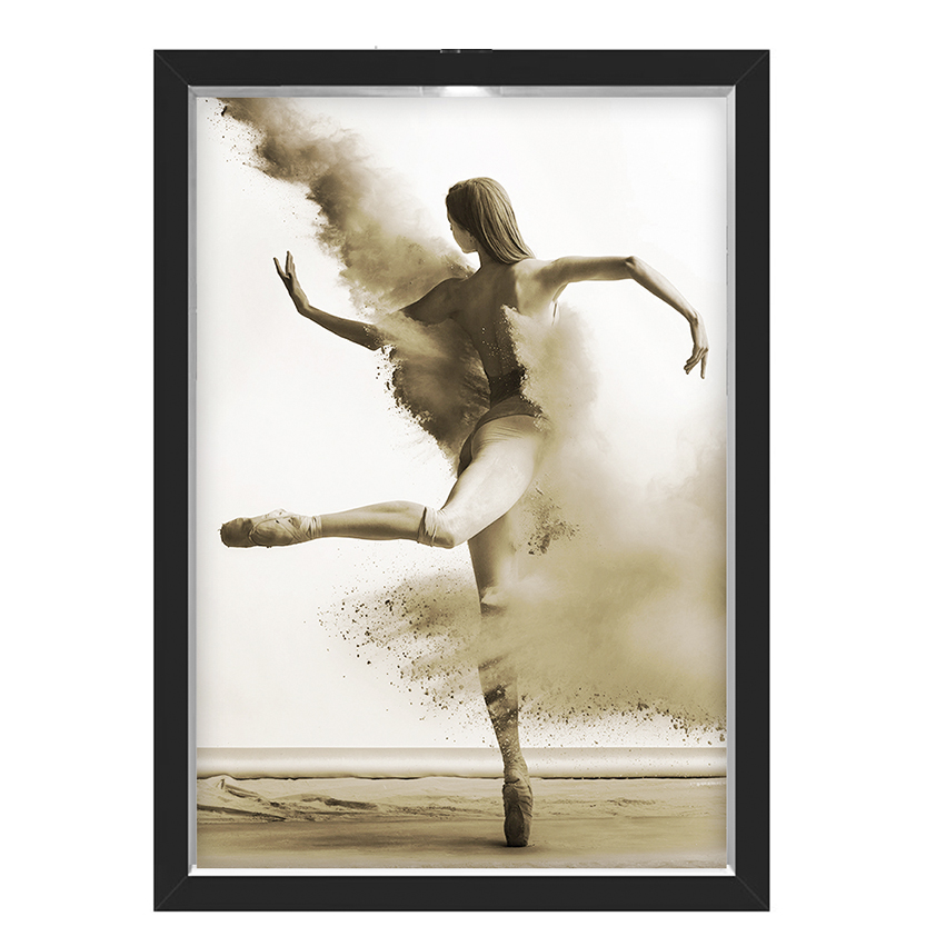 Quadro Caixa  33x43 cm (Com Led) Lojaria e Nerderia. move sepia preto
