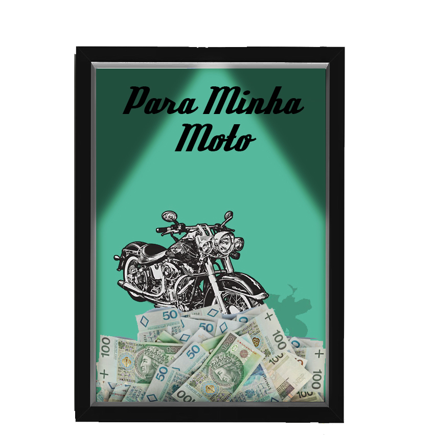 Quadro Caixa  COFRE 33x43 cm (Com Led) Lojaria e Nerderia. _moto1 preto