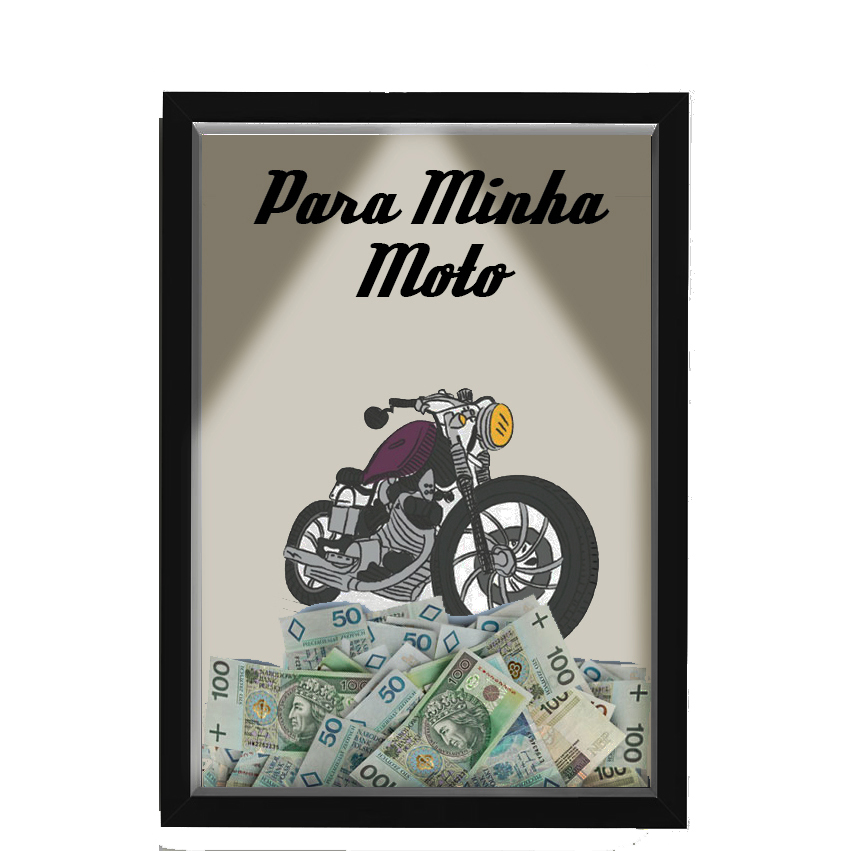 Quadro Caixa  COFRE 33x43 cm (Com Led) Lojaria e Nerderia. _moto4 preto