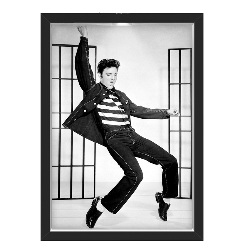 Quadro Caixa  Porta Ingressos 33x43 cm (Com Led) Lojaria e Nerderia. elvis preto