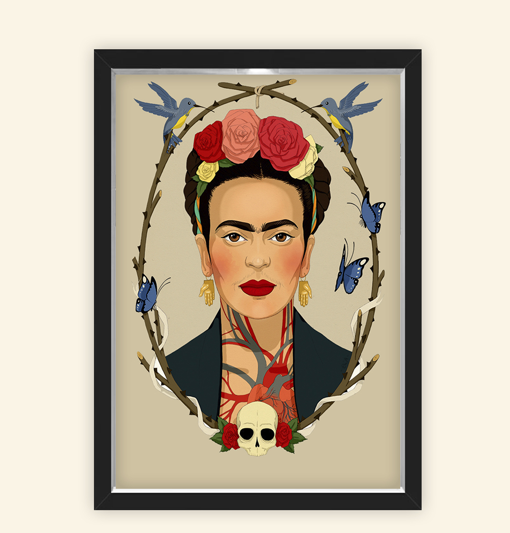 Quadro Caixa 23X33cm Frida Caveira