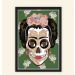 Quadro Caixa 23X33cm Frida Caveira Verde