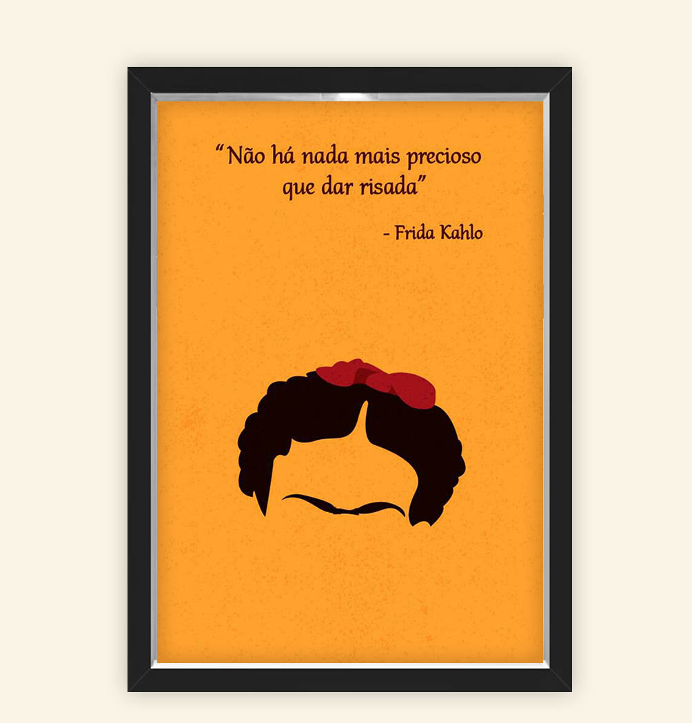 Quadro Caixa 23X33cm Frida Frase Laranja