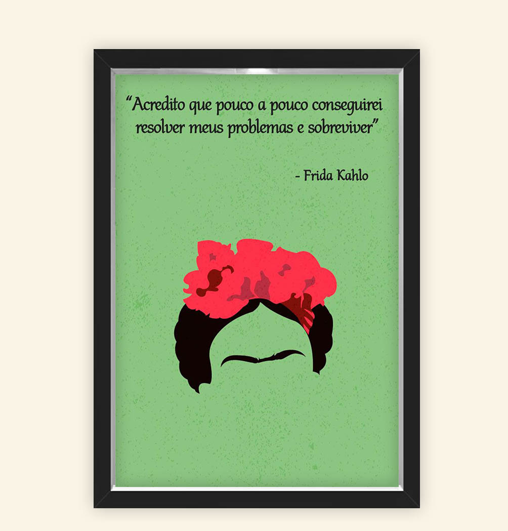 Quadro Caixa 23X33cm Frida Frase Verde