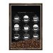 Quadro Caixa 23x33 Nerderia e Lojaria graos cafe types preto