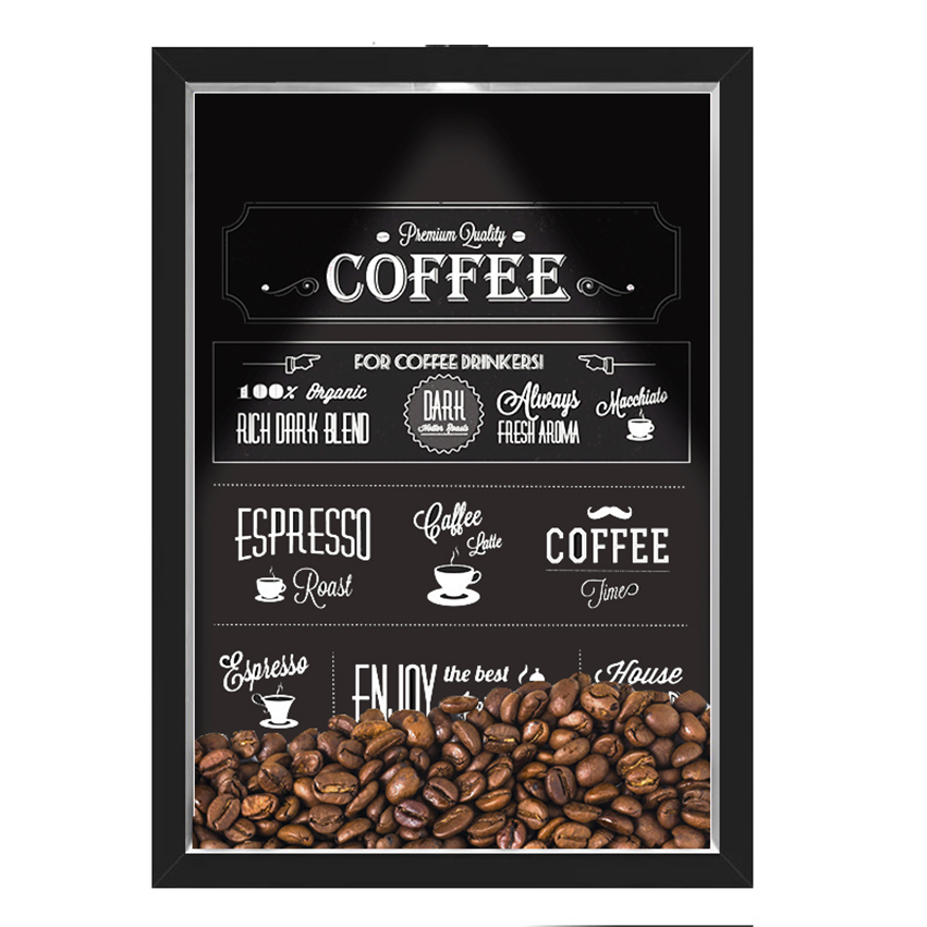 Quadro Caixa 33x43 cm Porta Grãos de Café (Com Led) Nerderia e Lojariagraos cafe premium quality preto