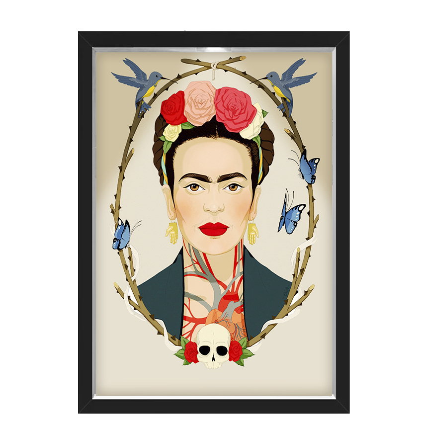 Quadro Caixa Com Led Frida