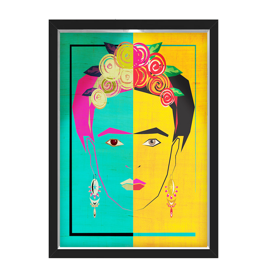 Quadro Caixa Com Led Frida Brasil