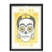 Quadro Caixa Com Led Frida Caveira Amarelo