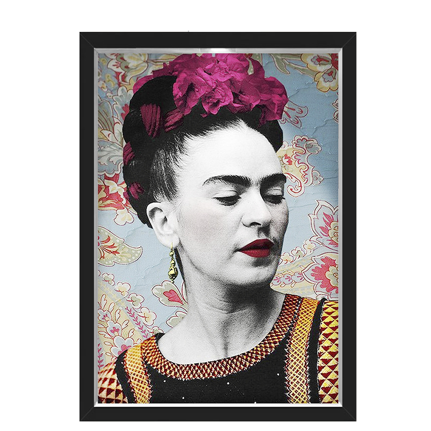 Quadro Caixa Com Led Frida Floral