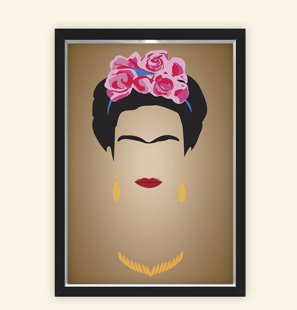 Quadro Caixa Decorativo 23x33cm Nerderia e Lojaria frida marrom preto