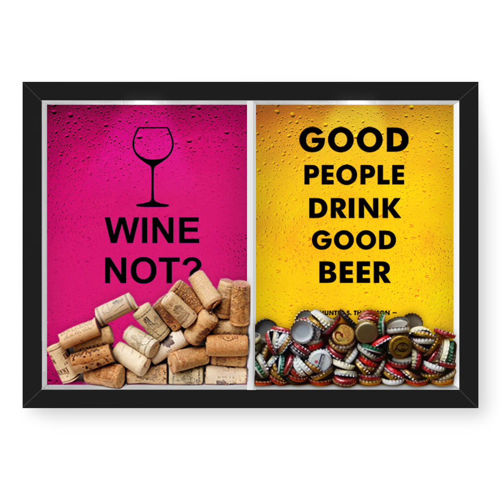 Quadro Caixa Duplo Porta Rolha E Porta Tampinha Wine Not And  Good People