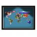 Quadro Caixa MAPA 33x43 cm (Com Led) Lojaria e Nerderia. viagens lugares bandeiras preto