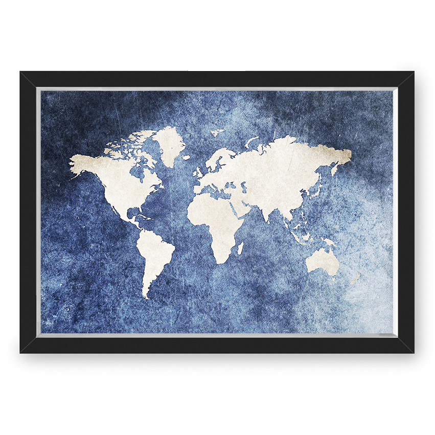 Quadro Caixa Mapa Marque Suas Viagens Com Tachinhas Com Led Mapa Azul