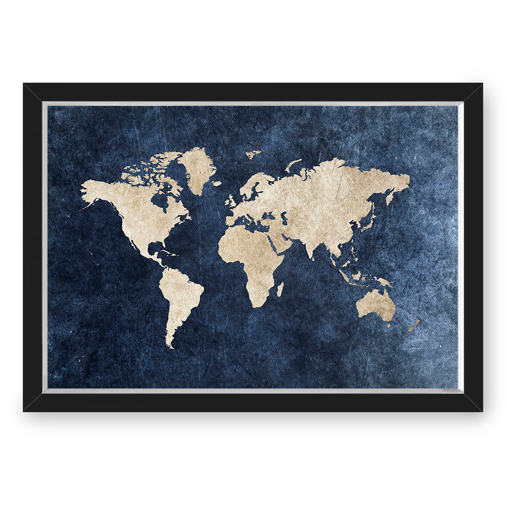 Quadro Caixa Marque Suas Viagens Com Tachinha Mapa Azul