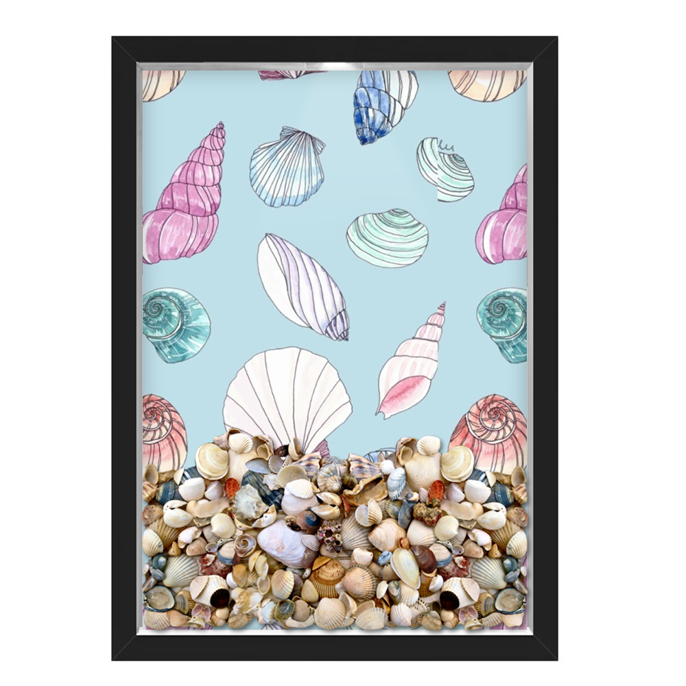 Quadro Caixa Porta Conchas Praia Desenhos