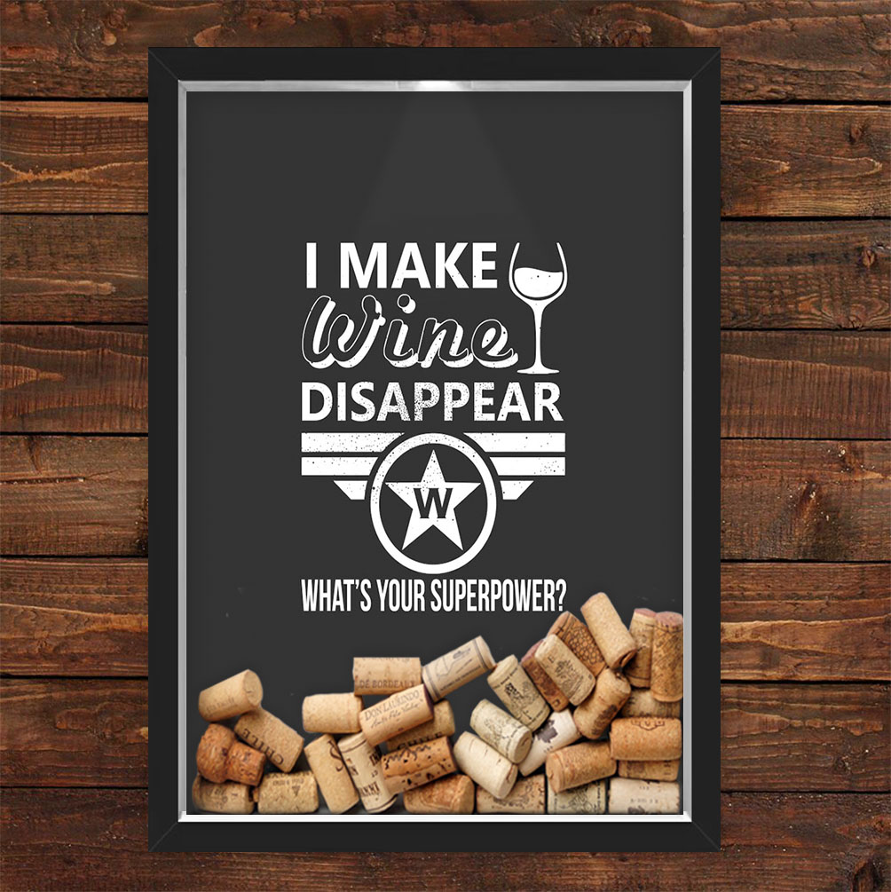 Quadro Caixa Porta Rolhas Vinho Super Wine