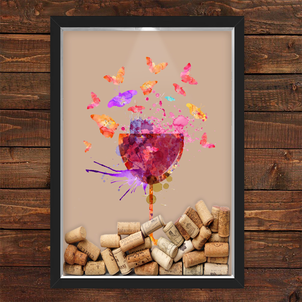 Quadro Caixa Porta Rolhas Vinho Vinho Colorido