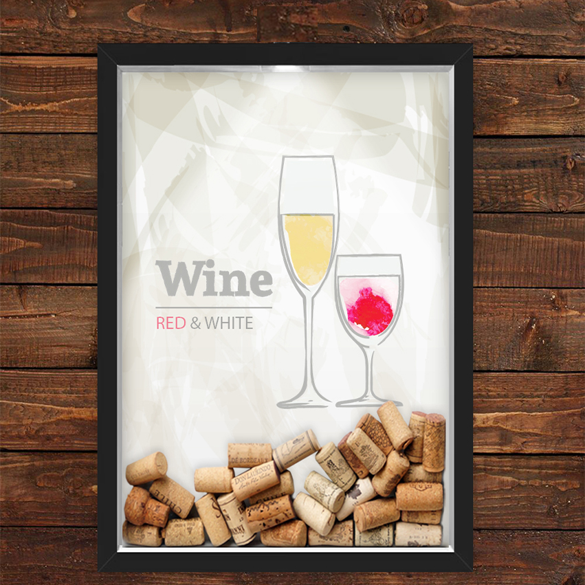 Quadro Caixa Rolha Vinho Com Led Red White Wine