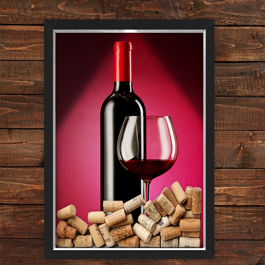 Quadro Caixa Rolha Vinho Com Led Vinho