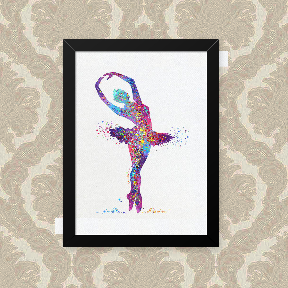 Quadro Decorativo 23x33cm Nerderia e Lojaria ballet colorido preto