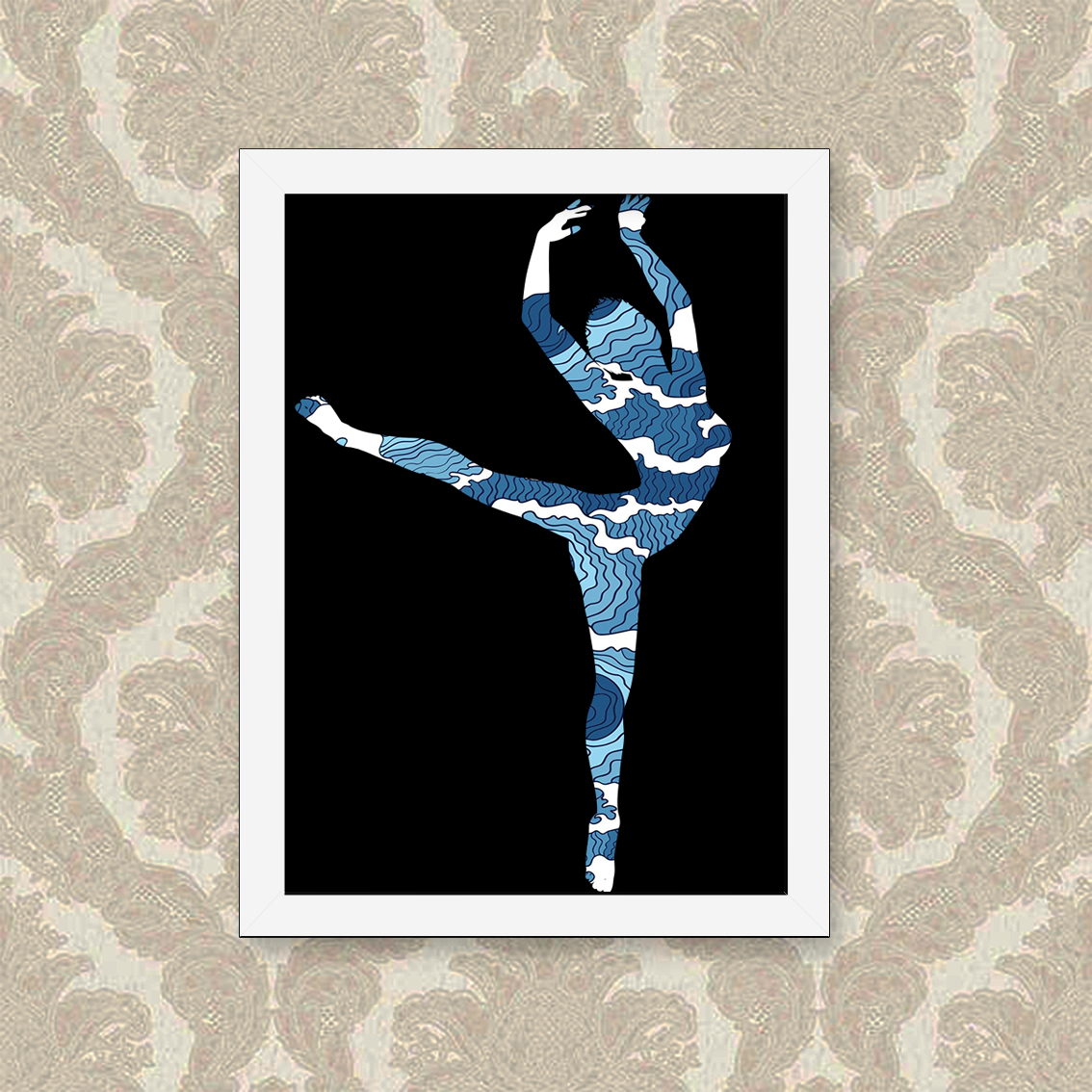 Quadro Decorativo 23x33cm Nerderia e Lojaria ballet ondas preto