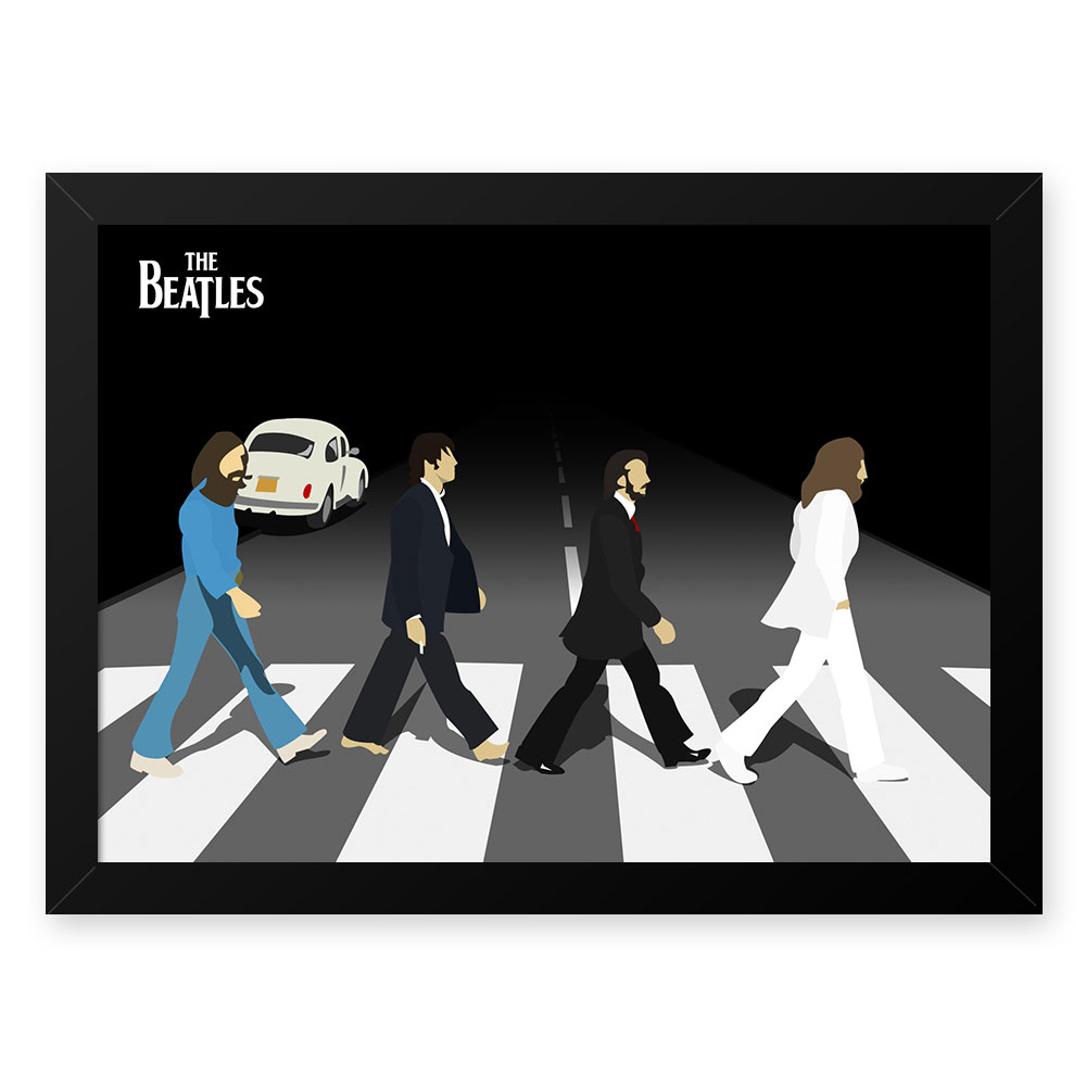 Quadro Decorativo 23x33cm Nerderia e Lojaria beatles vetor preto