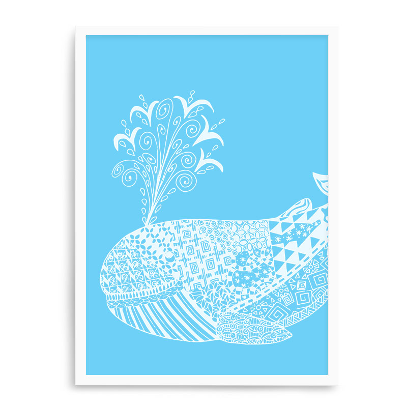 Quadro Decorativo 23x33cm Nerderia e Lojaria branco baleia tribal branco