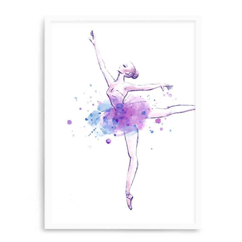 Quadro Decorativo 23x33cm Nerderia e Lojaria branco balet aquarela branco