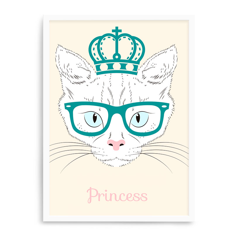 Quadro Decorativo 23x33cm Nerderia e Lojaria branco cat princess branco