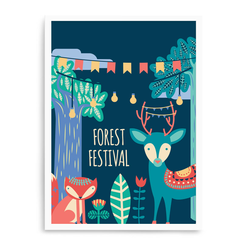 Quadro Decorativo 23x33cm Nerderia e Lojaria branco forest festival branco