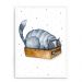 Quadro Decorativo 23x33cm Nerderia e Lojaria branco gato preguica branco