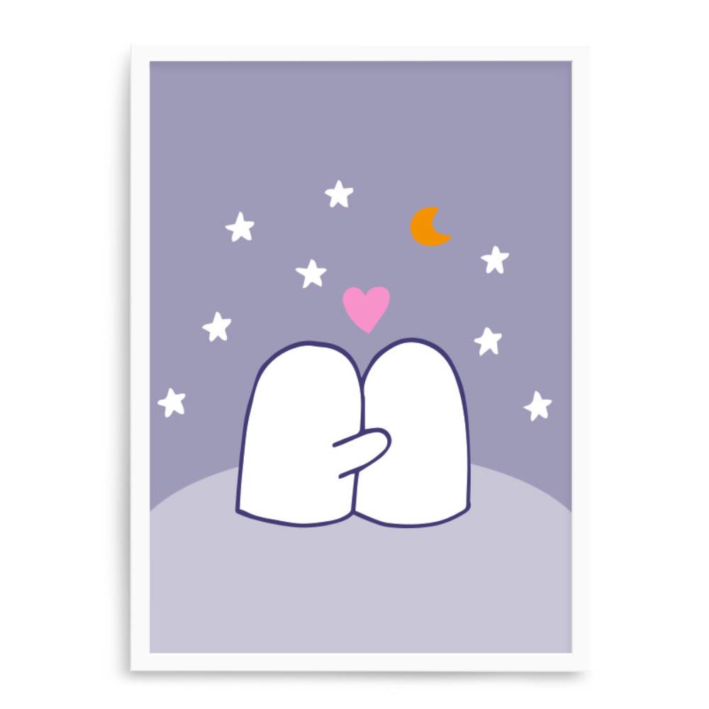 Quadro Decorativo 23x33cm Nerderia e Lojaria branco pinguim love branco