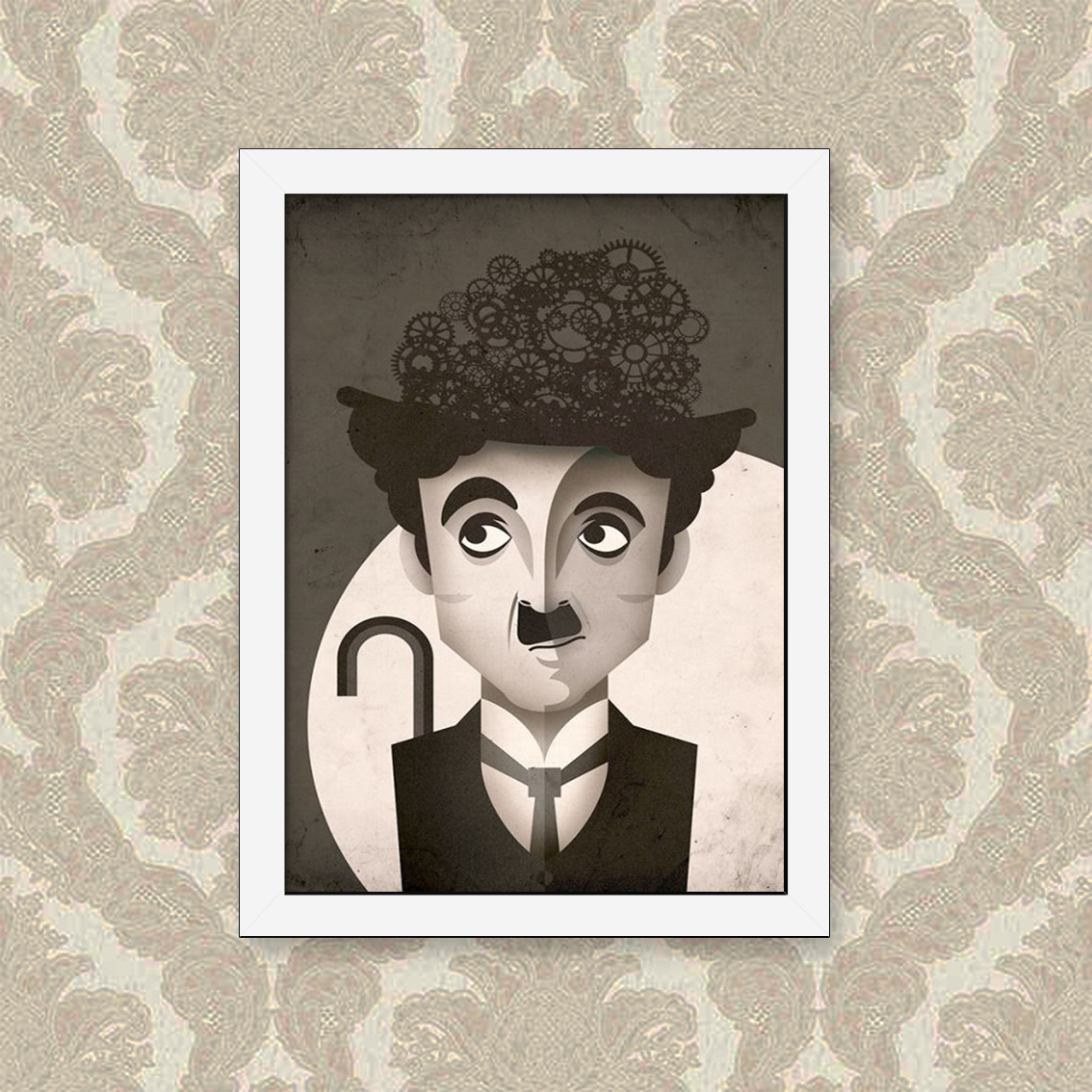 Quadro Decorativo 23x33cm Nerderia e Lojaria chaplin minimalista preto