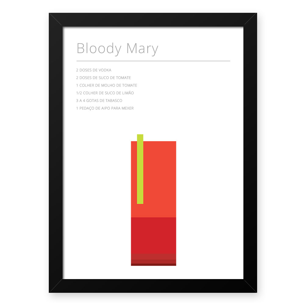 Quadro Decorativo 23x33cm Nerderia e Lojaria drinks bloody branco