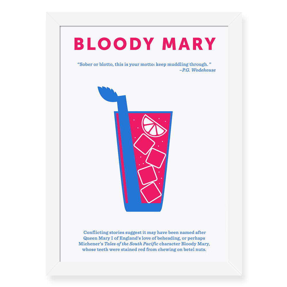Quadro Decorativo 23x33cm Nerderia e Lojaria drinks bloody mary branco