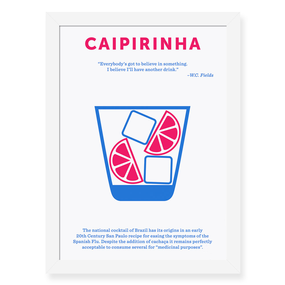 Quadro Decorativo 23x33cm Nerderia e Lojaria drinks caipirinha preto