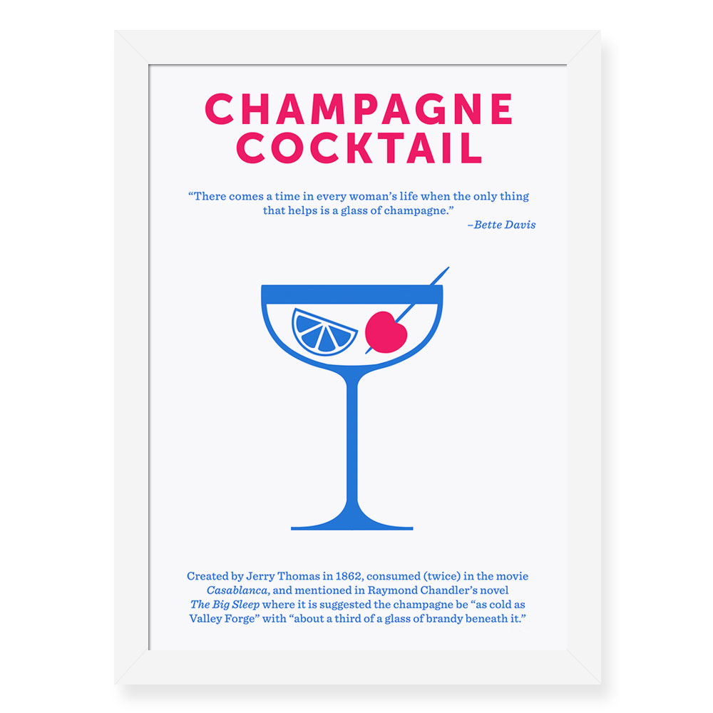 Quadro Decorativo 23x33cm Nerderia e Lojaria drinks champagne preto