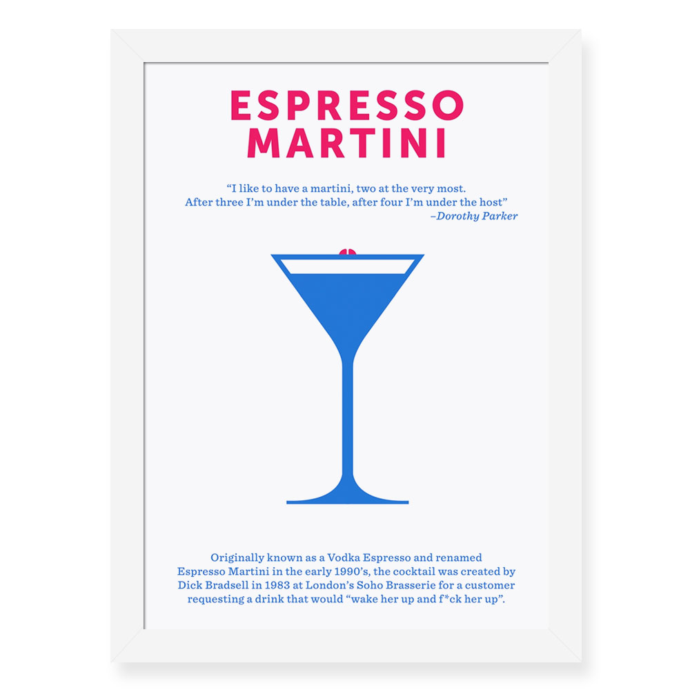 Quadro Decorativo 23x33cm Nerderia e Lojaria drinks espresso martini preto
