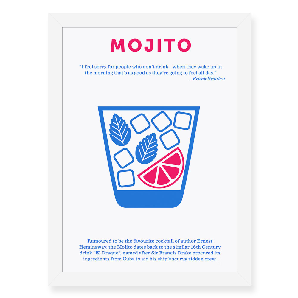 Quadro Decorativo 23x33cm Nerderia e Lojaria drinks mojito preto