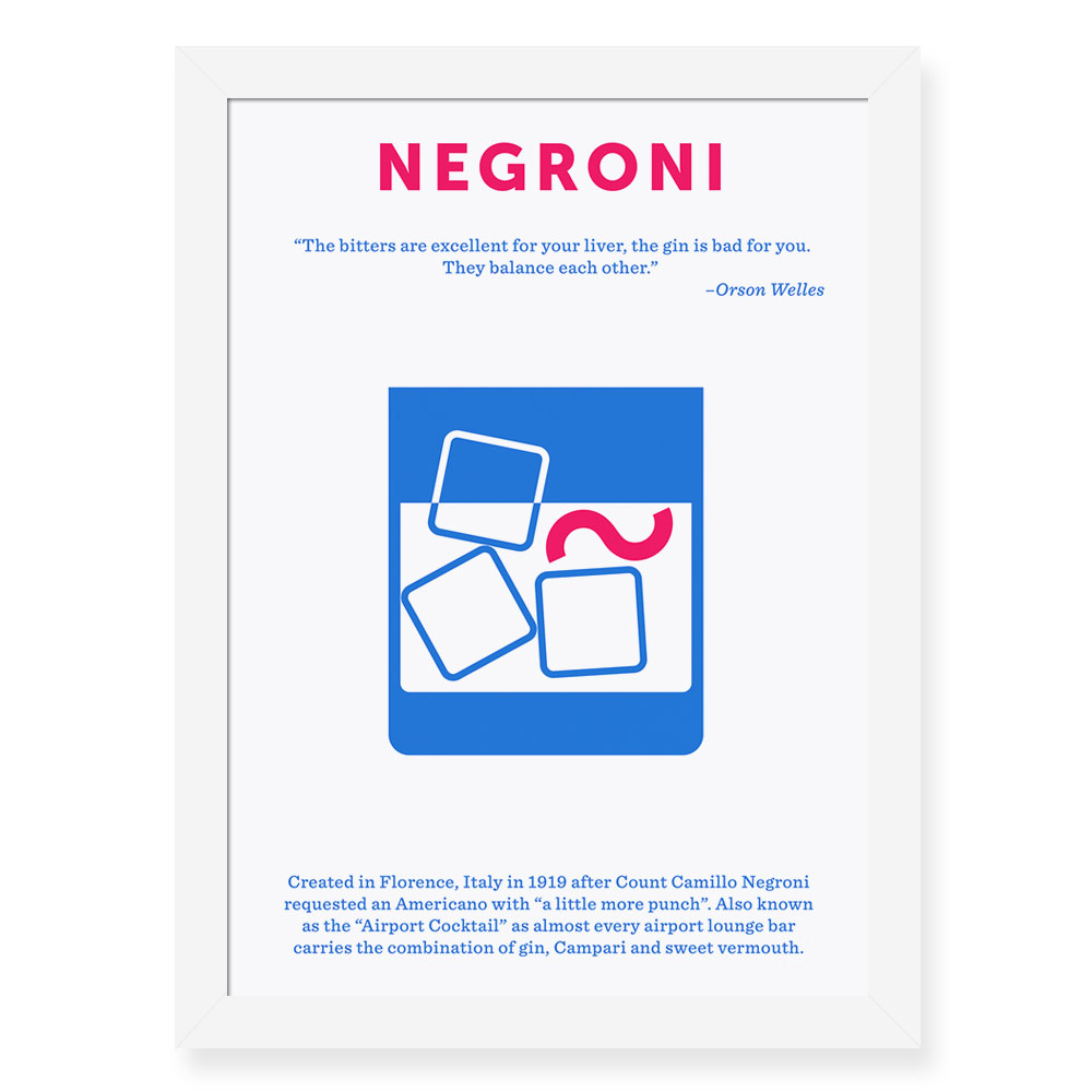 Quadro Decorativo 23x33cm Nerderia e Lojaria drinks negroni preto